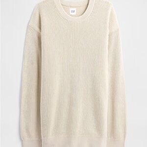 GAP Men's Oversized Fisherman-Stitch Crewneck Sweater